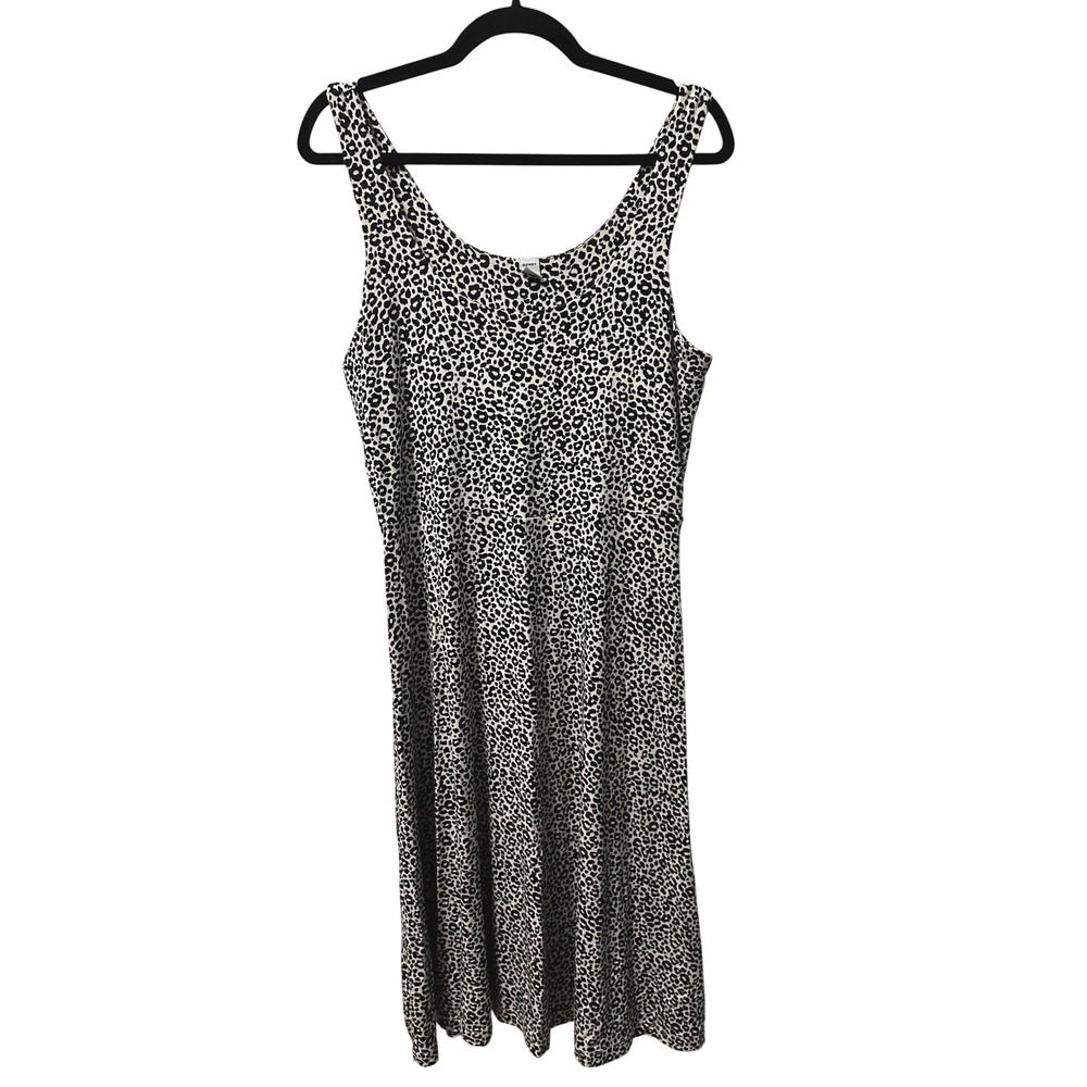 Old Navy Animal Print Leopard Sleeveless Jersey Knit Fit & Flare Midi Dress L
